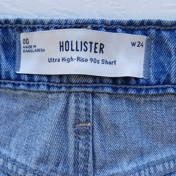Hollister Ultra High-Rise 90s Short 00 W24 med wash denim jorts cutoff jeans - Picture 5 of 13